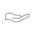 Hand gesture line icon. Giving hand linear sign. Royalty Free Stock Photo